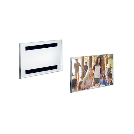 Azar Displays Clear Acrylic Magnet Back Sign Holder Frames 6'' W x 4'' H - Horizontal / Landscape, GIFT SHOP, 2PK 129914-GS-2PK